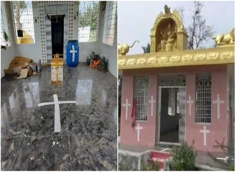 The Independence:christian-man-vandalises-temple-by-painting-cross-on-its-walls